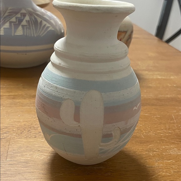 Southwestern Style Ceramic Vase with Cactus Design - Picture 1 of 3